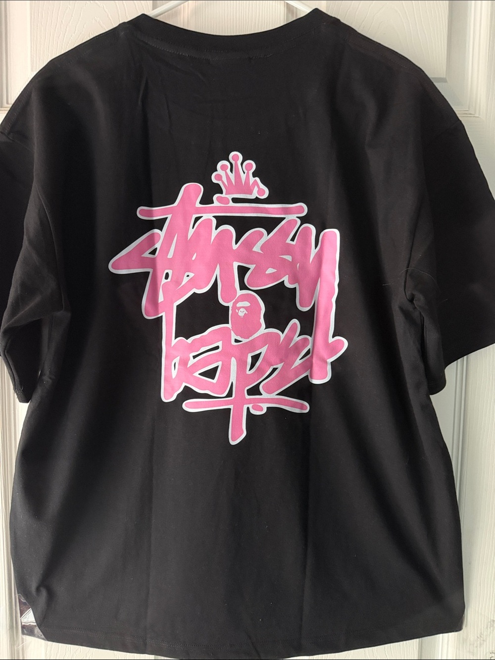 A Bathing Ape Stüssy Short Sleeve Tee Pink Script Graphic Nwt